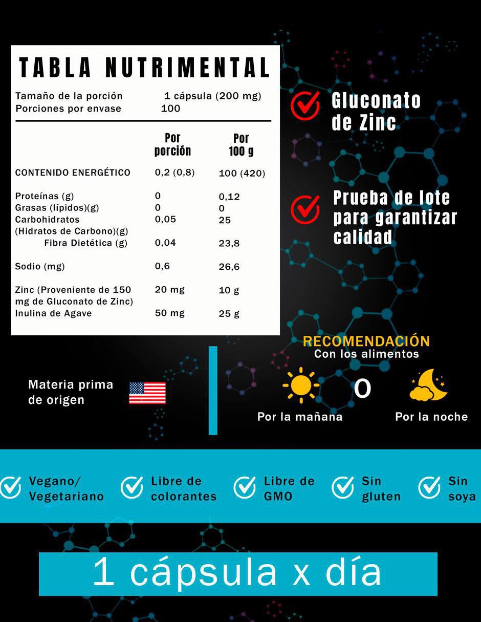 Gluconato de Zinc con zinc de 100 cápsulas 5