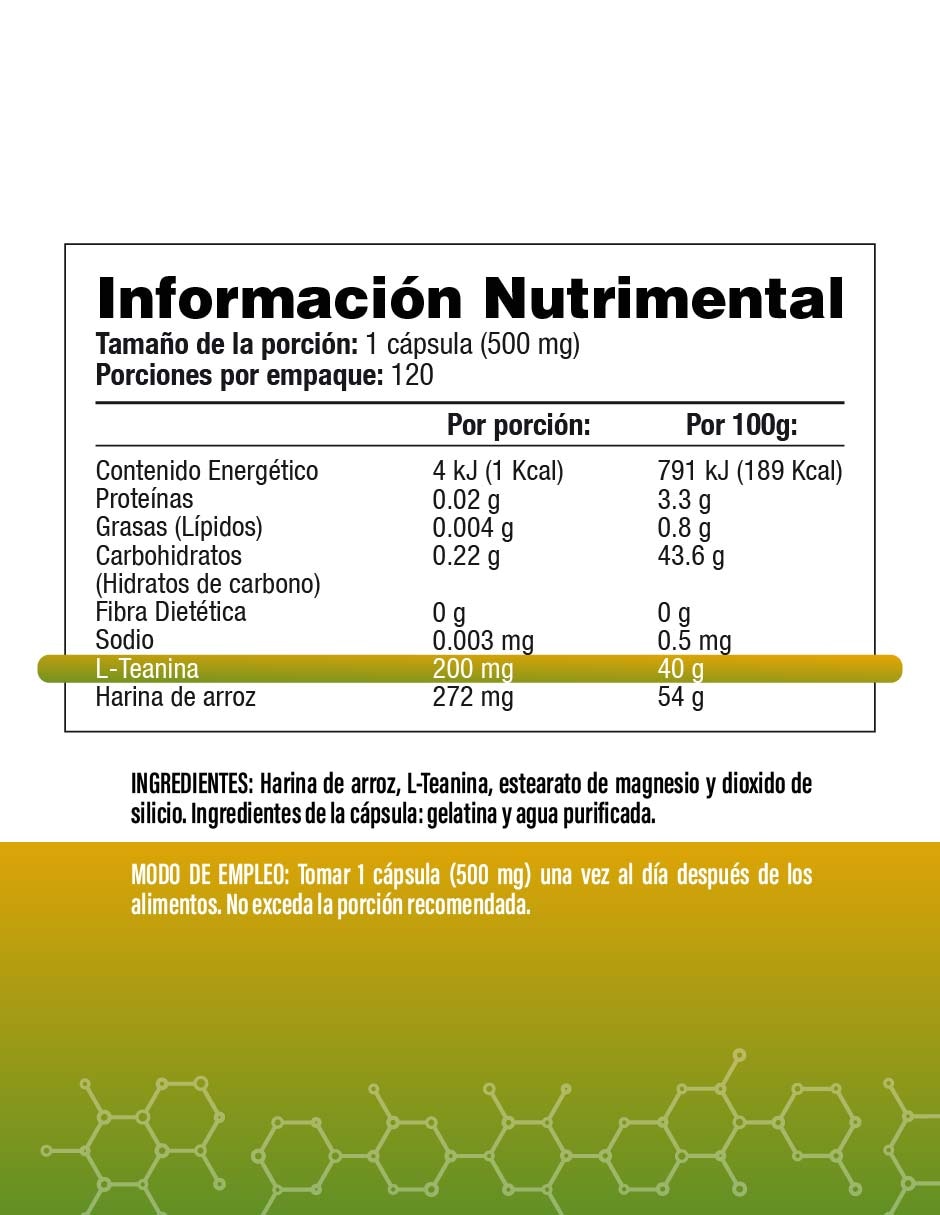 L-Teanina sabor original de 120 cápsulas 2