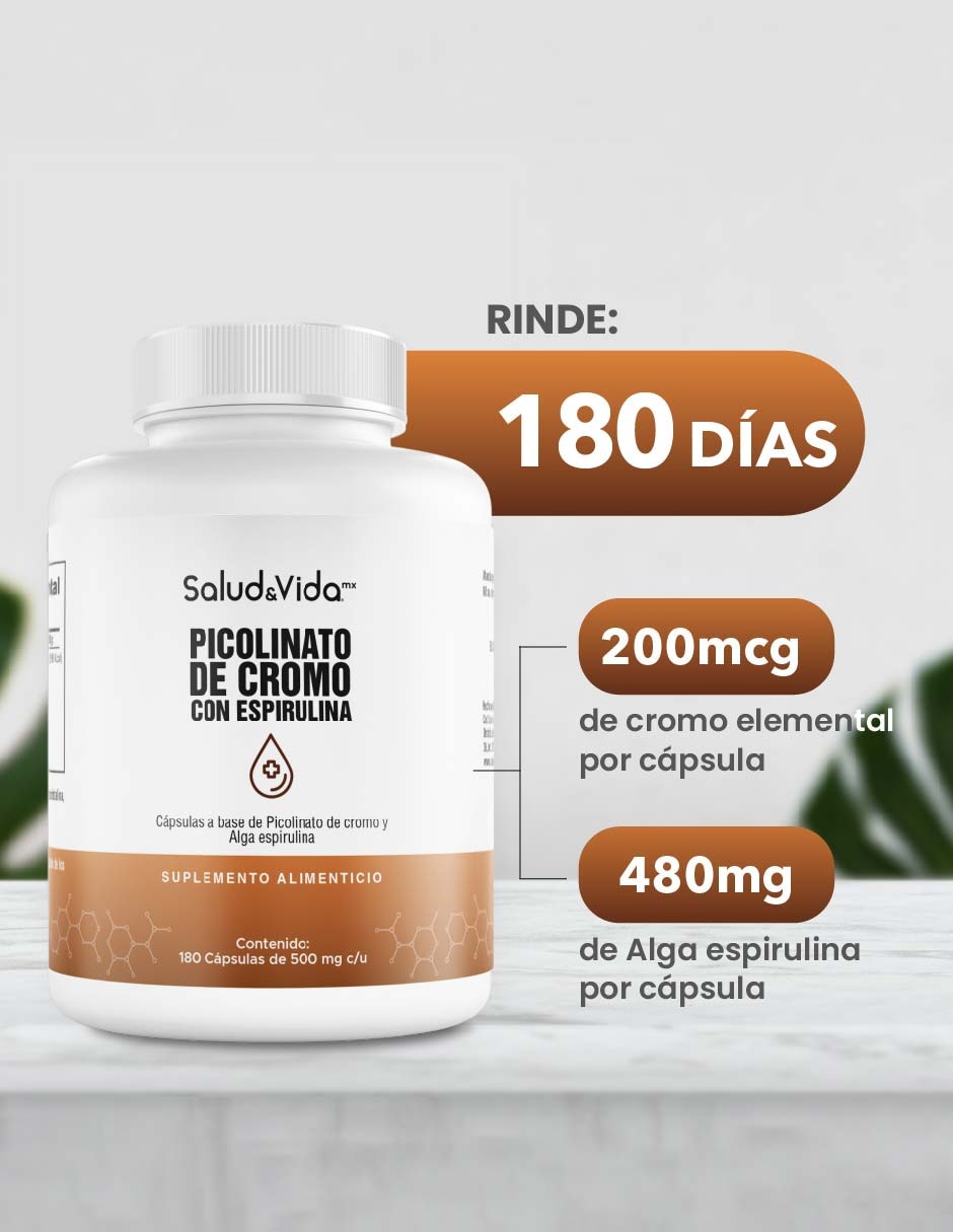 Picolinato de Cromo con Espirulina de 180 cápsulas 3