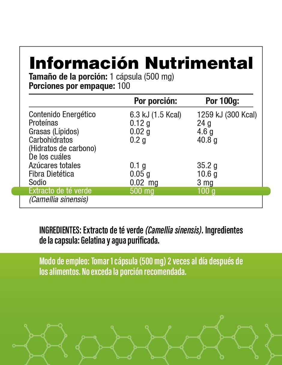Té Verde de 100 cápsulas 2