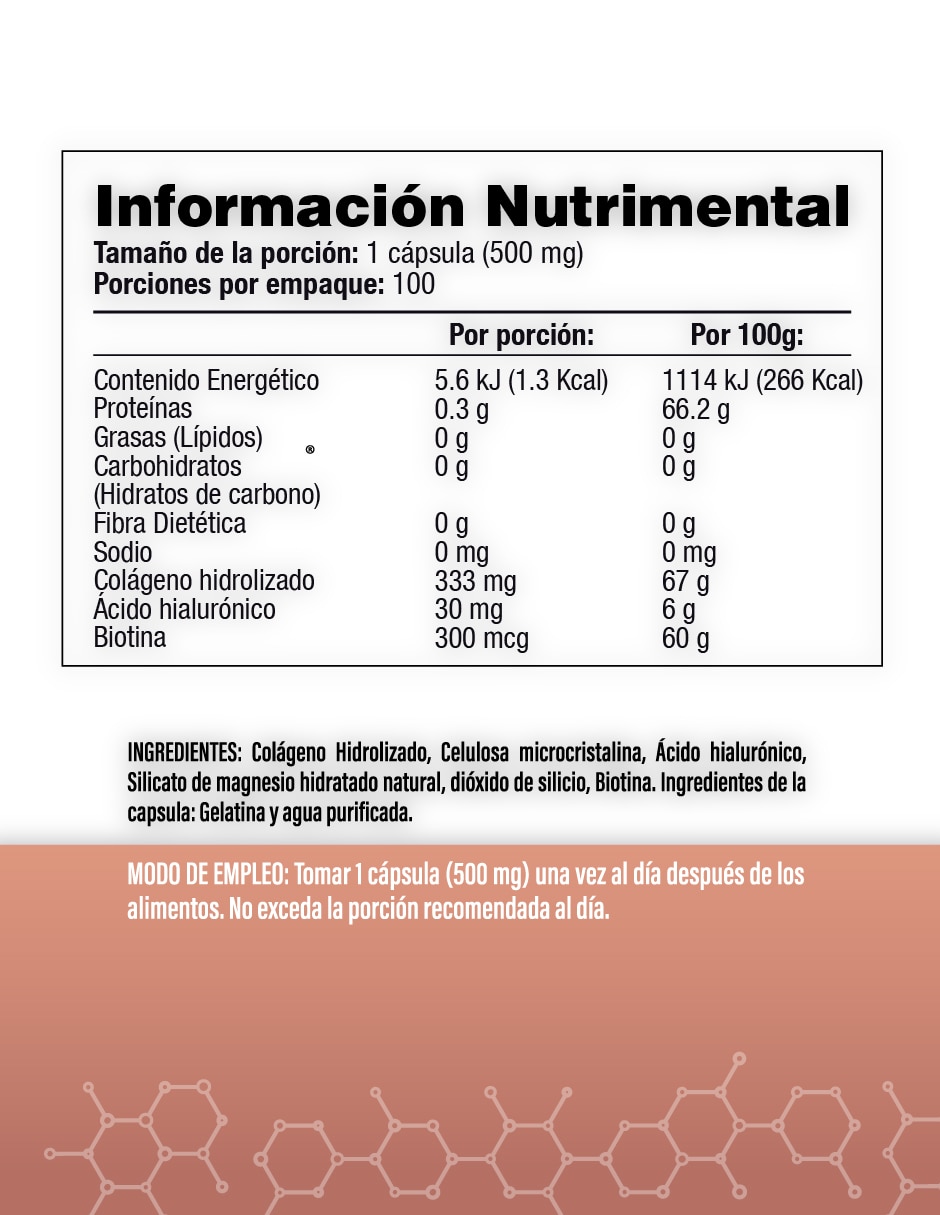 Ácido Hialurónico, Biotina y Colágeno de 10 cápsulas 2