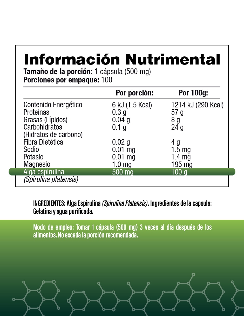 Espirulina de 100 cápsulas 2