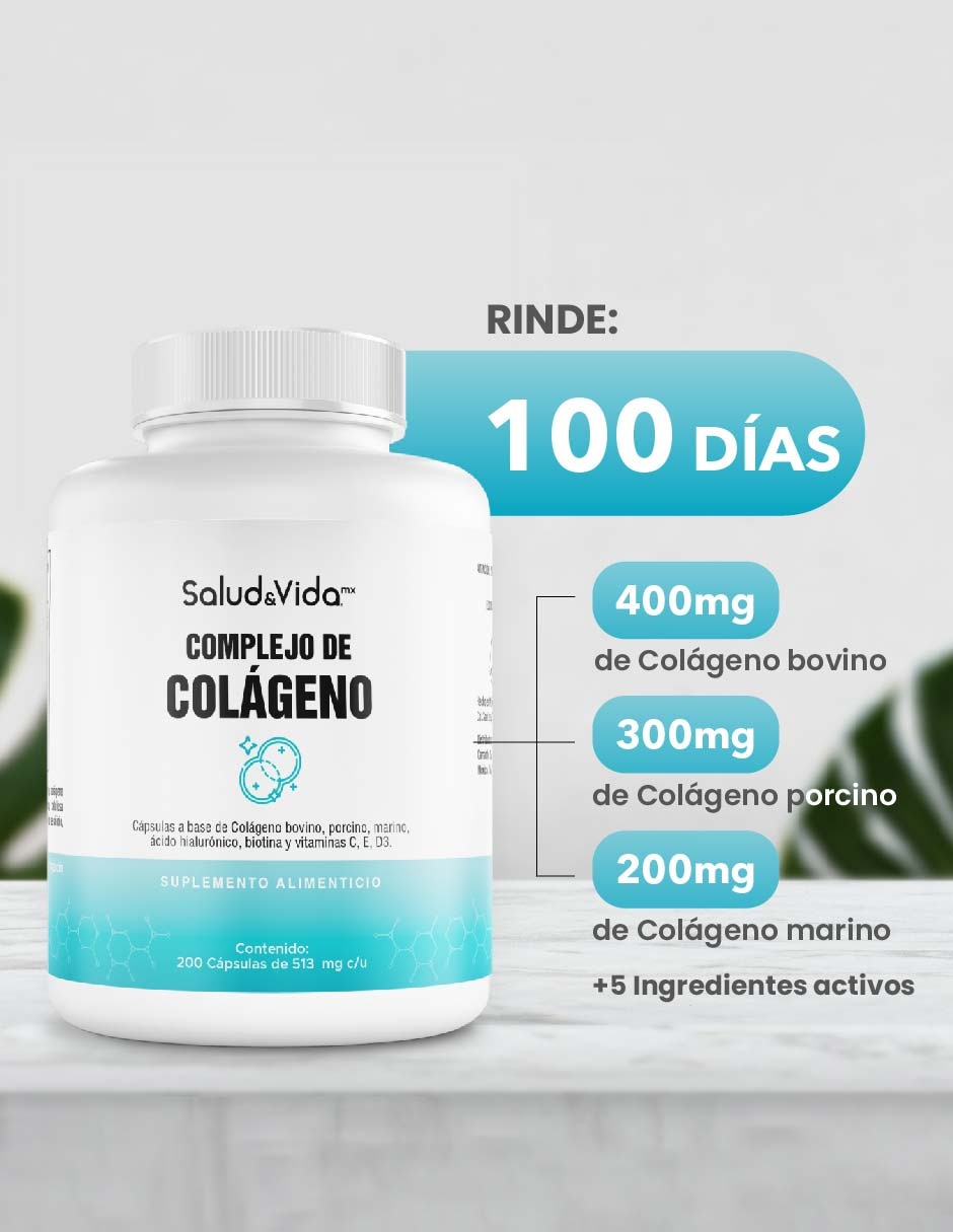 Complejo de Colágeno - Marino, Porcino y Bovino de 200 cápsulas 3