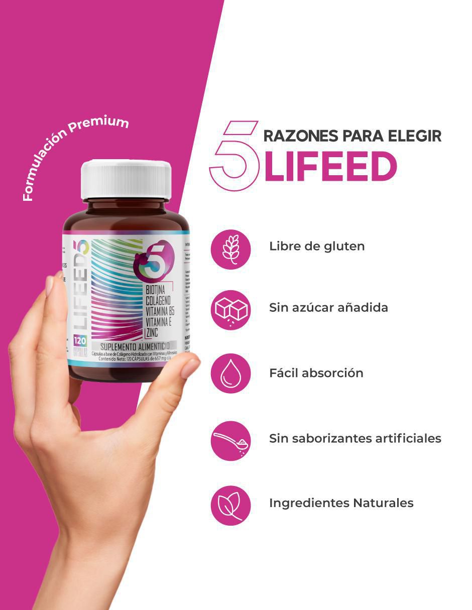 Vitaminas Cabello, Piel y Uñas con Biotina, Colageno Hidrolizado Puro, Vitamina E, Vitamina B5 y Zinc 5