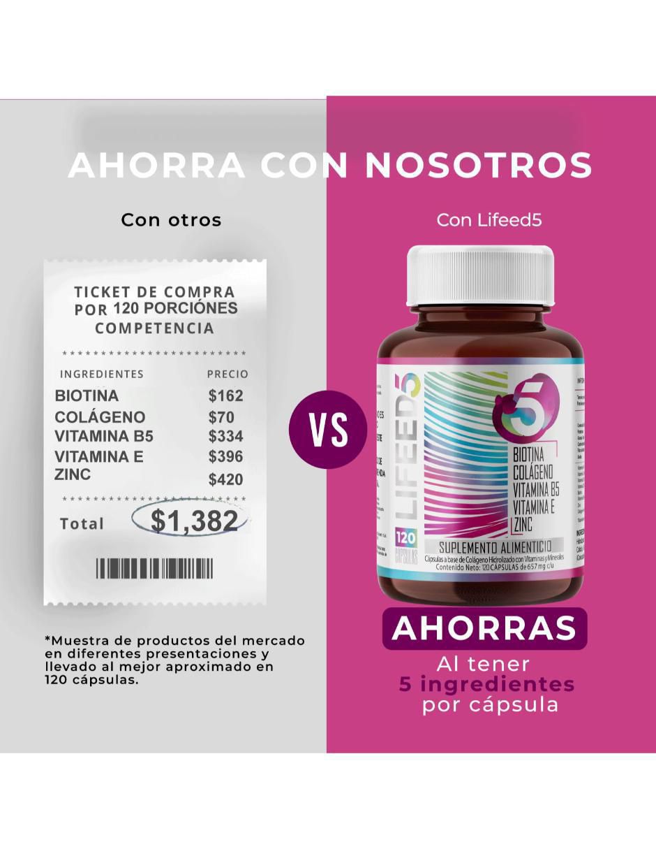 Vitaminas Cabello, Piel y Uñas con Biotina, Colageno Hidrolizado Puro, Vitamina E, Vitamina B5 y Zinc 6