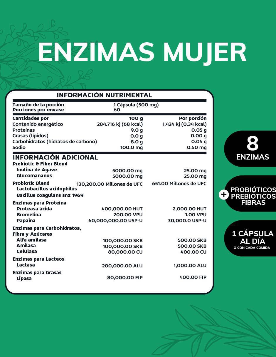 Enzimas Digestivas + Probióticos + Prebióticos (fibras) con enzimas digestivas 6