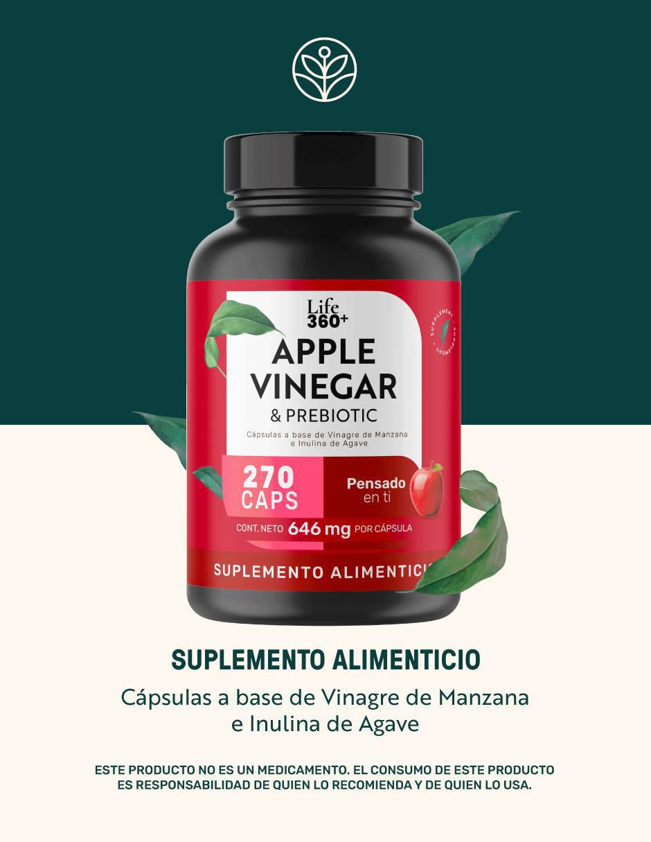 Apple Vinegar & Prebiotic: Cápsulas a base Vinagre de Manzana e inulina de agave Life 360+ 2