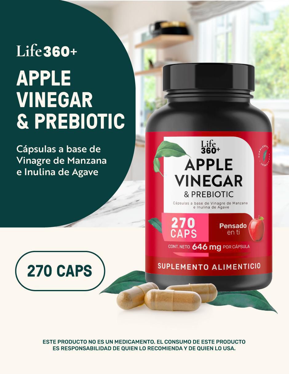Apple Vinegar & Prebiotic: Cápsulas a base Vinagre de Manzana e inulina de agave Life 360+ 4