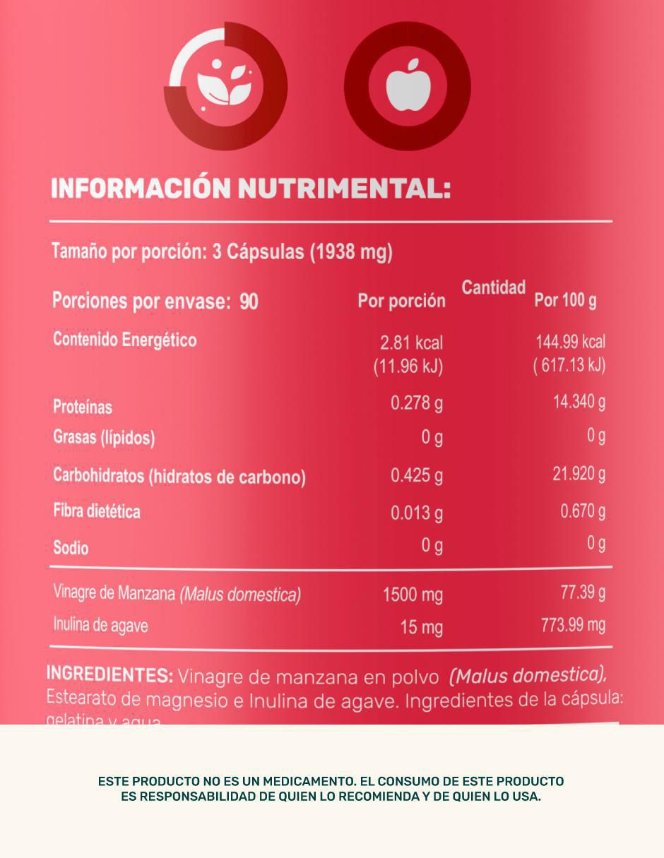 Apple Vinegar & Prebiotic: Cápsulas a base Vinagre de Manzana e inulina de agave Life 360+ 5