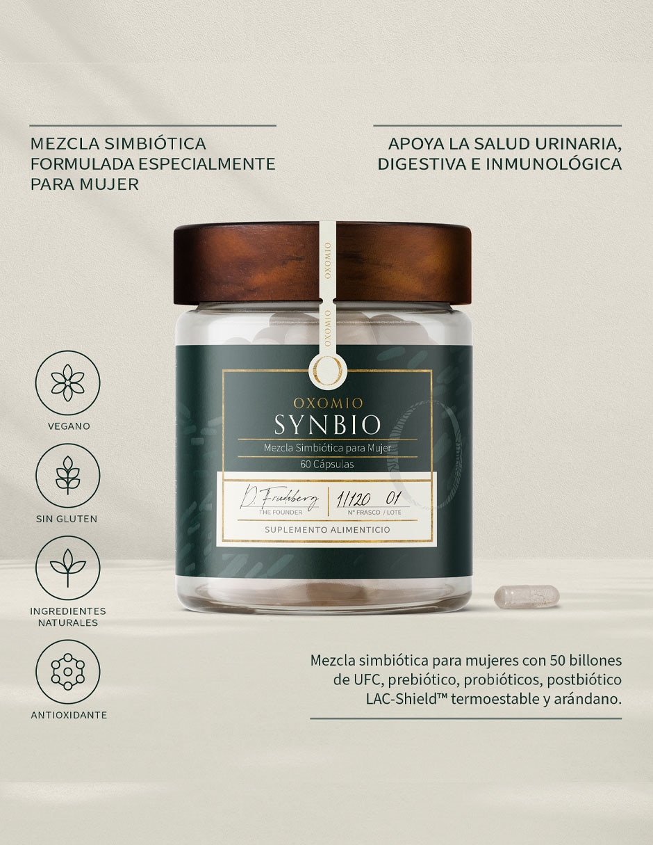 Synbio de Gut Health Oxomio con probióticos, prebióticos, inulina de agave y aloe vera de 60 cápsulas 5
