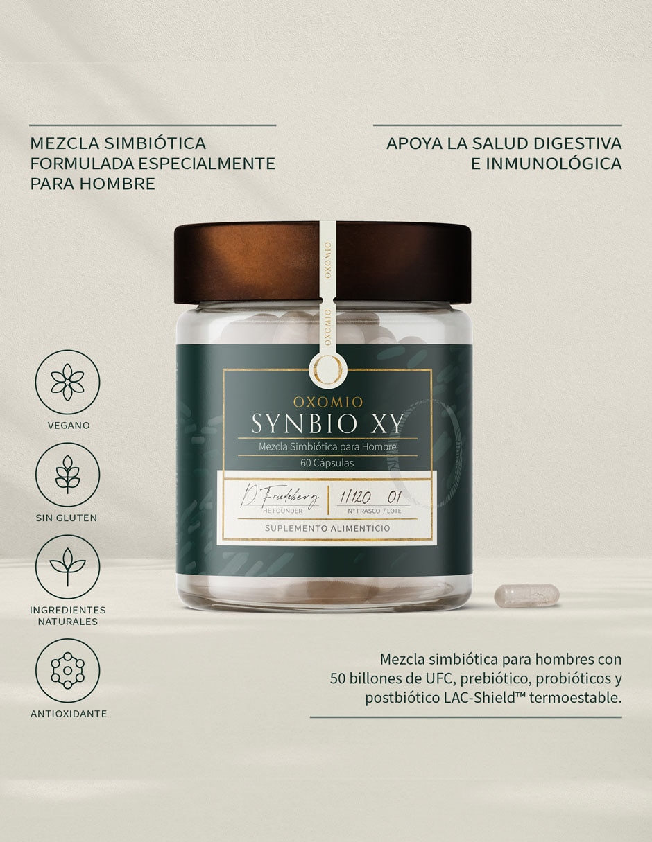 Synbio XY Hombre- Gut Health con probióticos, prebióticos, inulina de agave y aloe vera de 60 cápsulas 2