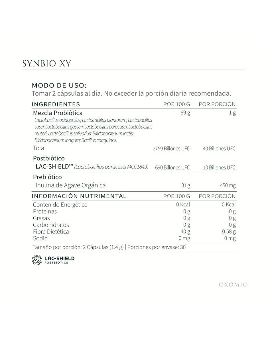 Synbio XY Hombre- Gut Health con probióticos, prebióticos, inulina de agave y aloe vera de 60 cápsulas 4