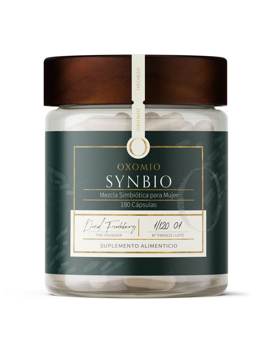 Synbio de Gut Health Oxomio con probióticos, prebióticos, inulina de agave y aloe vera de 180 cápsulas