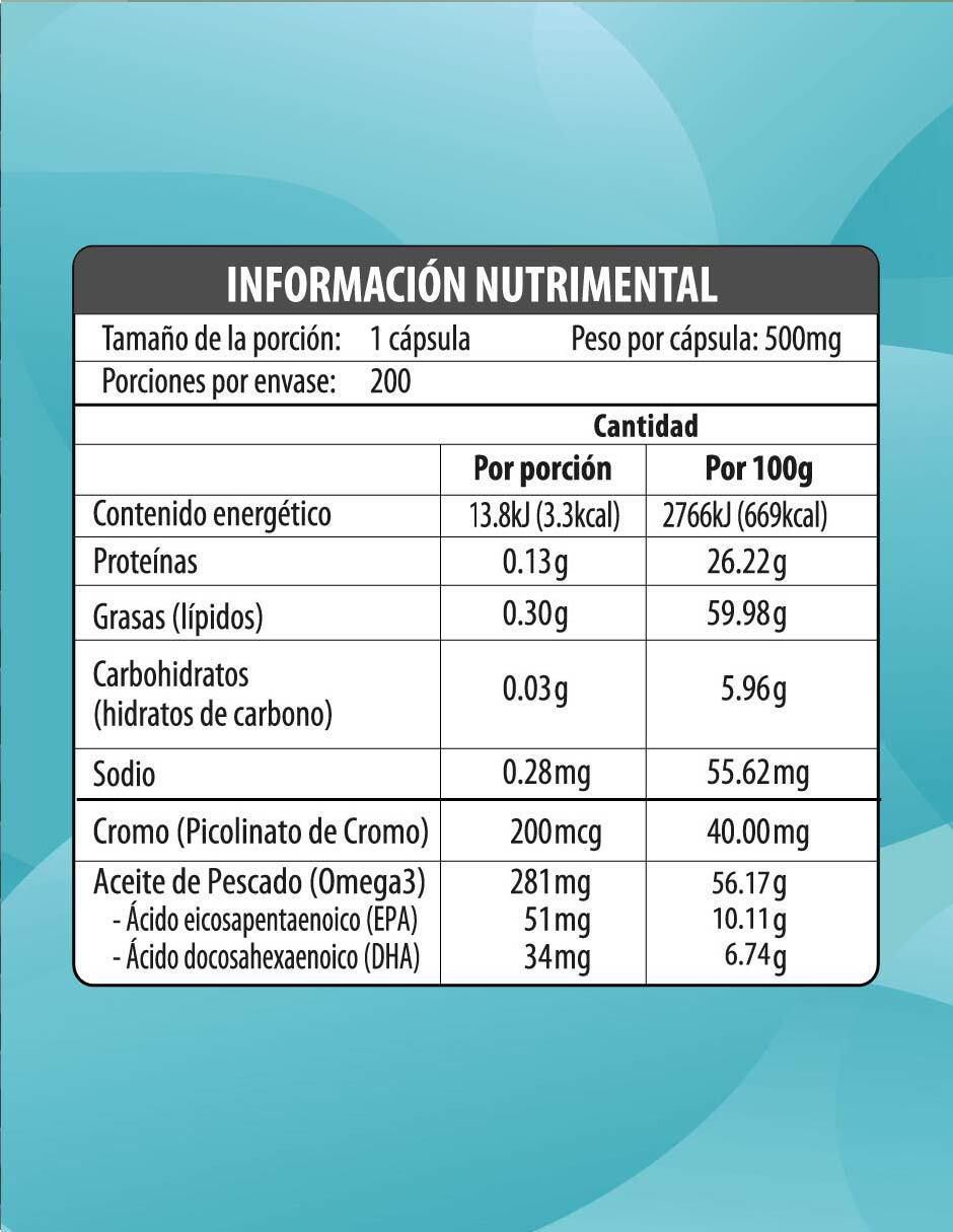 Picolinato de Cromo con Omega 3 7