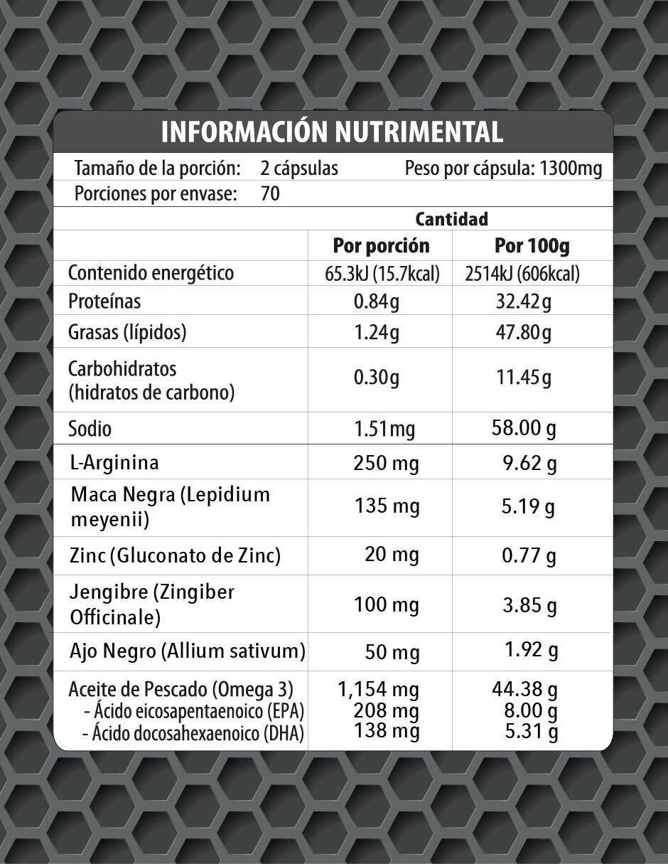 Maca Negra con L-Arginina, Jengibre, Ajo, Zinc y Omega 3 2