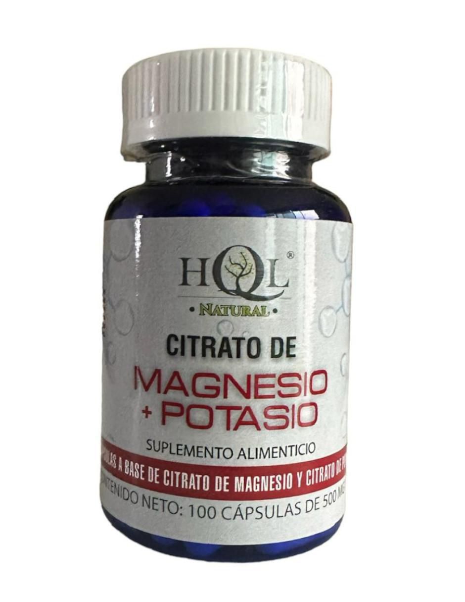 Citrato de Magnesio + Potasio Hql Natural con citrato de potasio y magnesio de 100 cápsulas Citrato de Magnesio + Potasio Hql Natural con citrato de potasio y magnesio de 100 cápsulas
