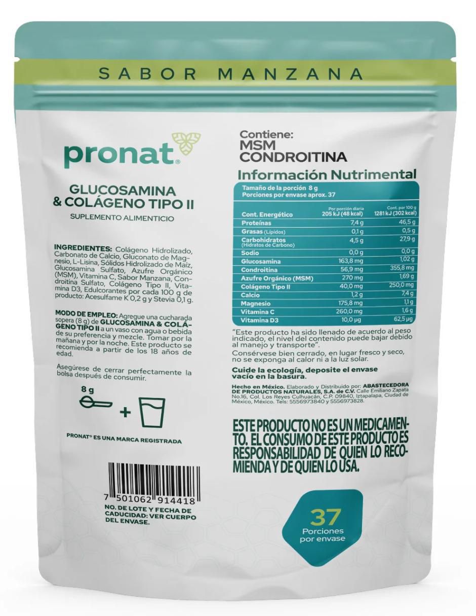 Glucosamina & Colágeno Tipo II sabor manzana de 300 g 2