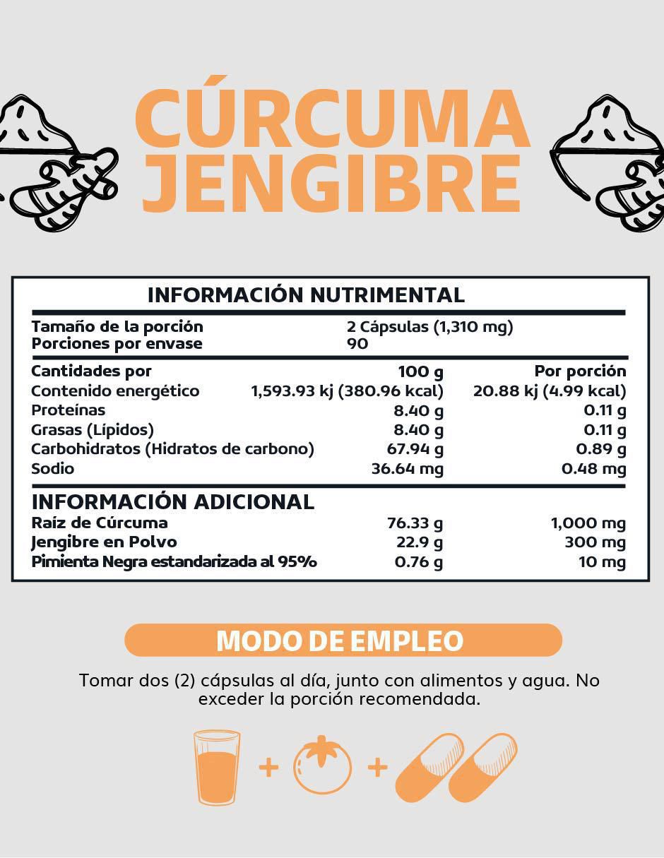 Cúrcuma, Jengibre con Pimienta Negra con piperina de 160 g 5