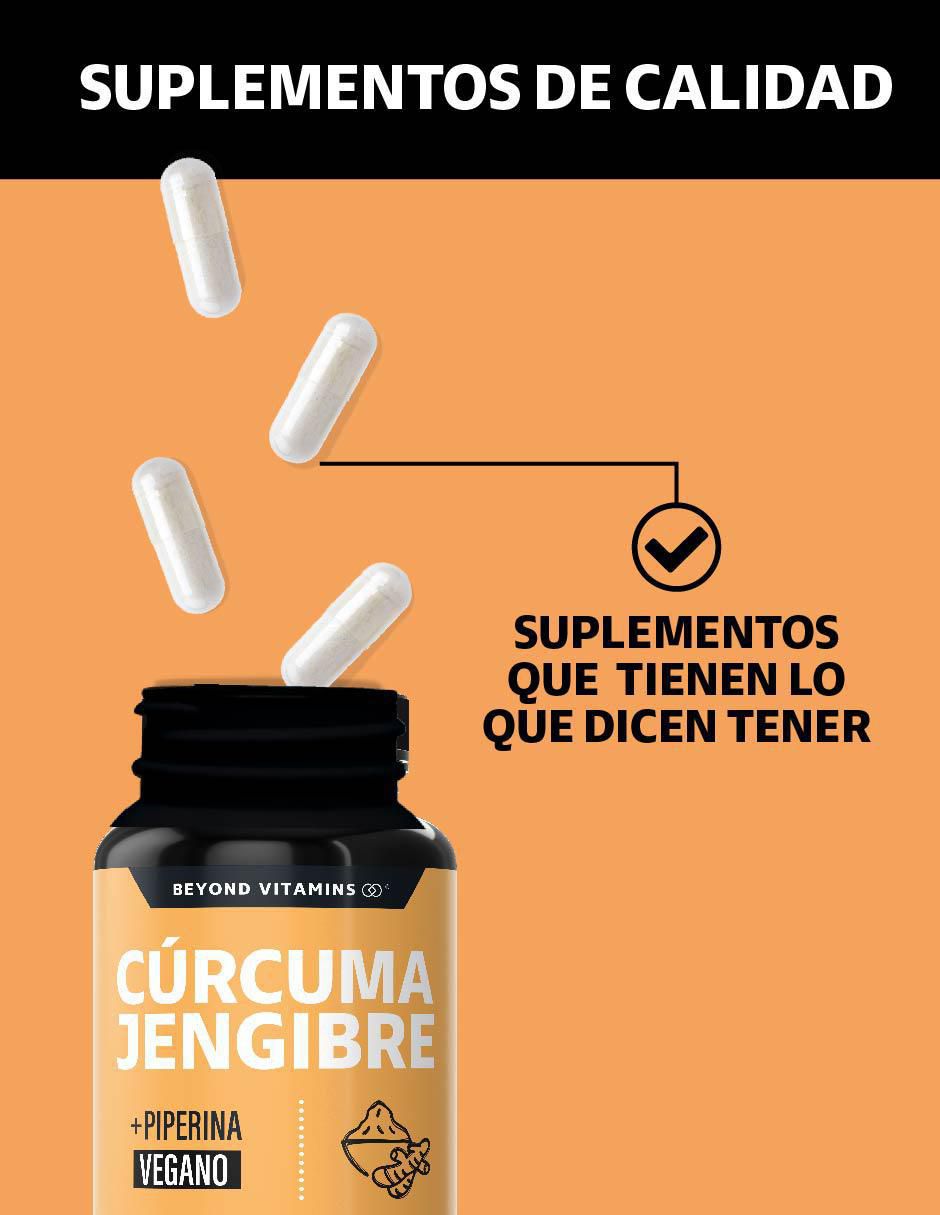 Cúrcuma, Jengibre con Pimienta Negra con piperina de 60 cápsulas 3
