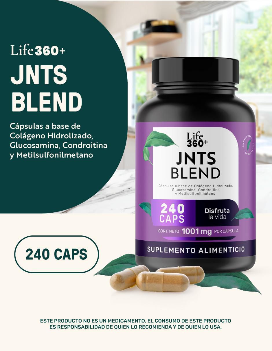 Jnts Blend: MSM Metilsulfonilmetano, D-glucosamina, Sulfato de Condroitina Bovina, Colágeno Hidrolizado, Estearato de Magnesio y Dióxido de Silicio Life 360+ con metilsulfonilmetano de 240 cápsulas 4