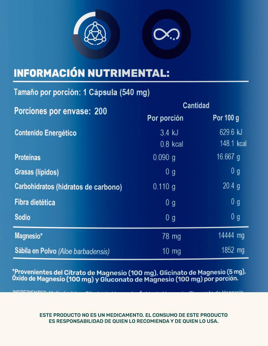 Magnesium mix: aloe vera + magnesio (maltodextrina citrato de magnesio óxido de magnesio gluconato de magnesiogluconato de magnesio) life 360+ con magnesio de 200 cápsulas 12