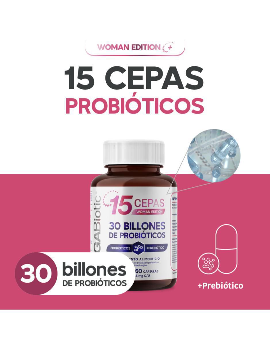 Probióticos Woman Edition 30 Billones y 15 Cepas + Prebióticos 60 Cápsulas 2