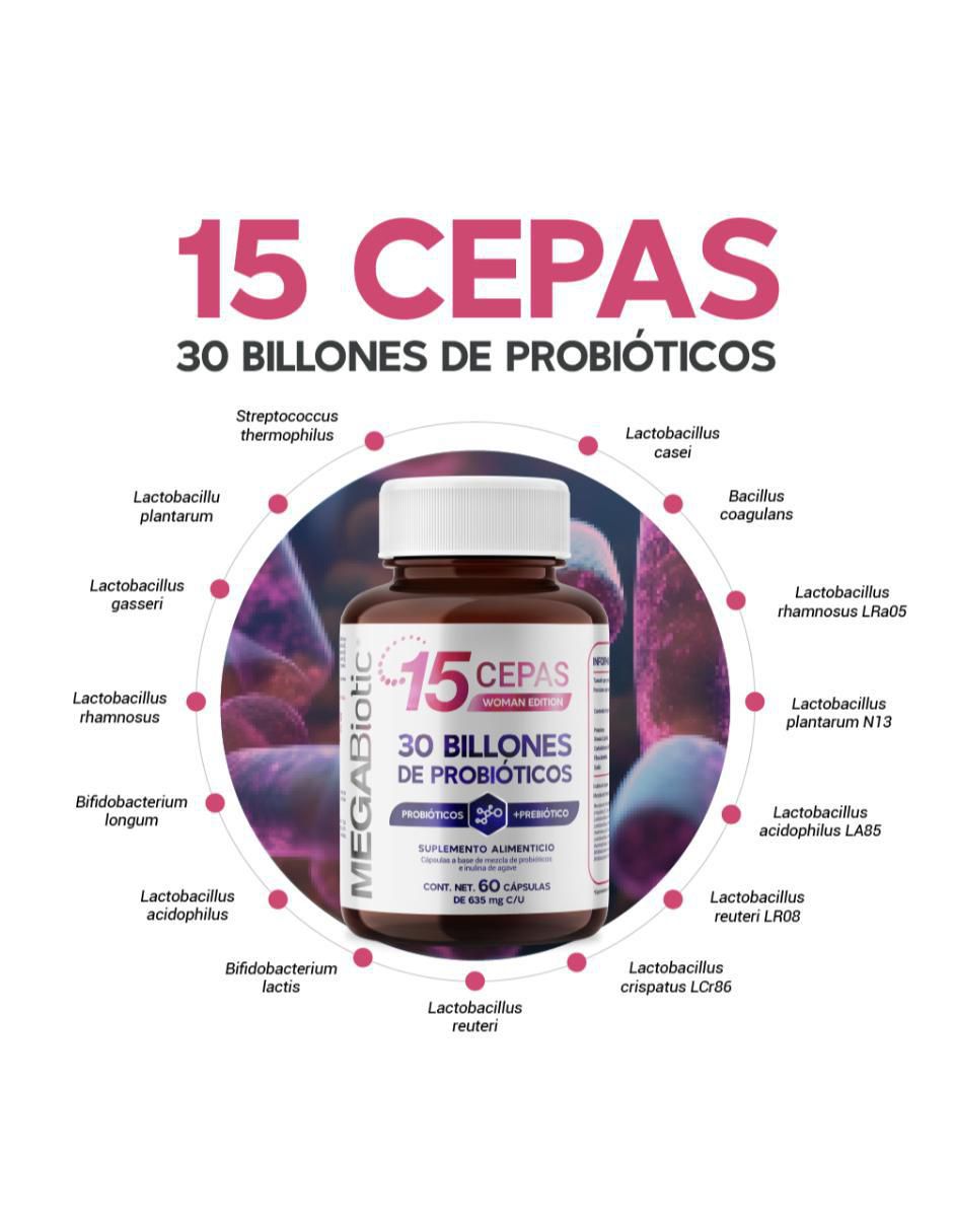 Probióticos Woman Edition 30 Billones y 15 Cepas + Prebióticos 60 Cápsulas 4