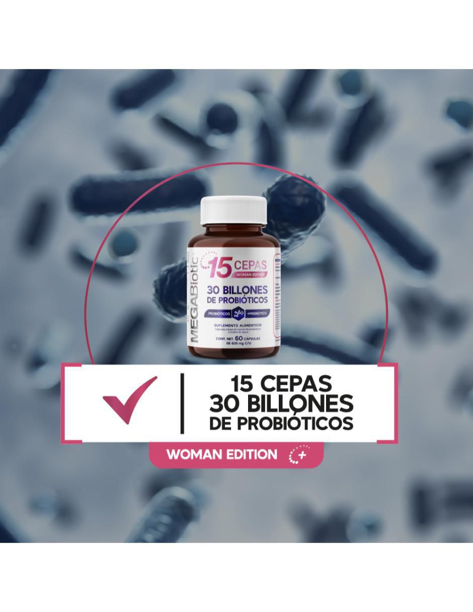 Probióticos Woman Edition 30 Billones y 15 Cepas + Prebióticos 60 Cápsulas 6