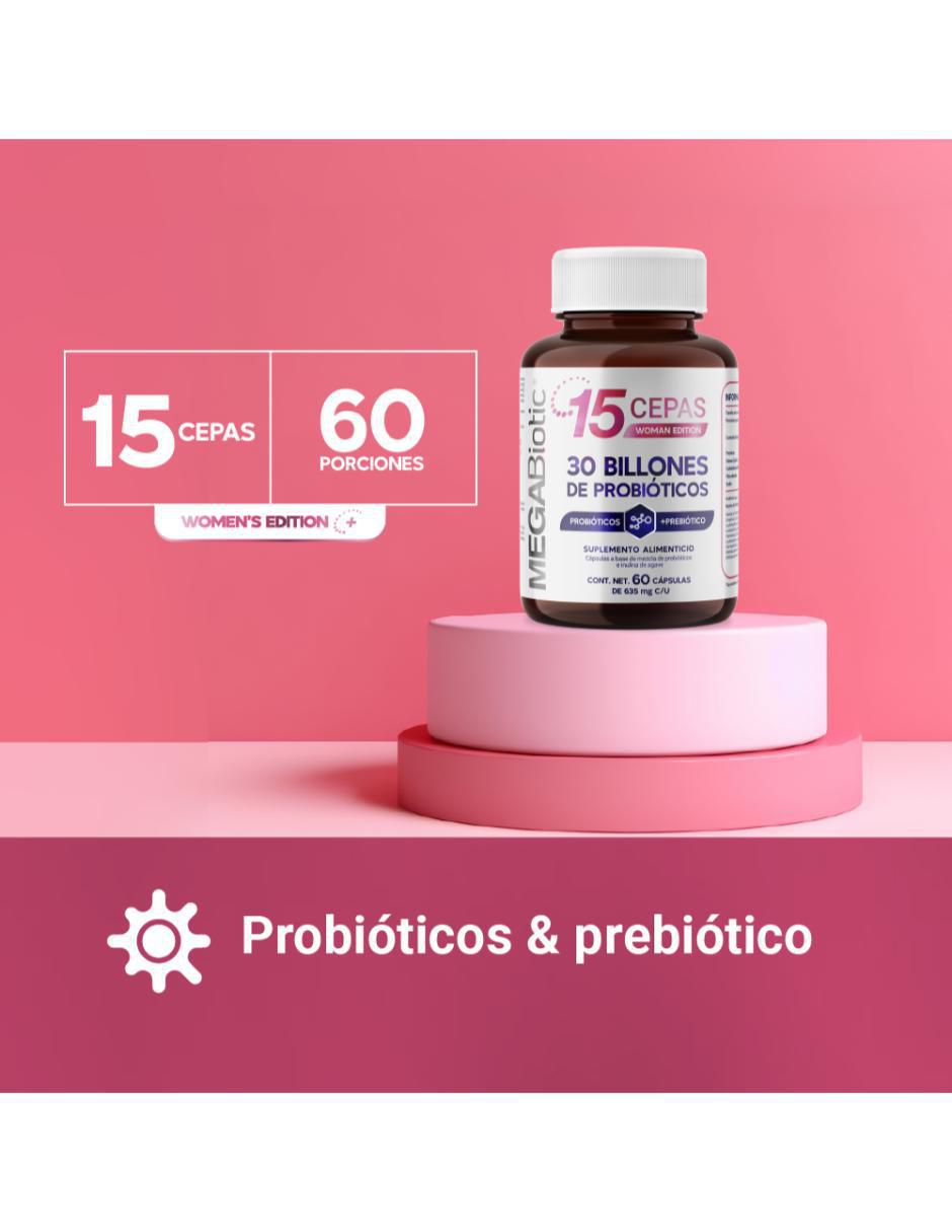 Probióticos Woman Edition 30 Billones y 15 Cepas + Prebióticos 60 Cápsulas 12