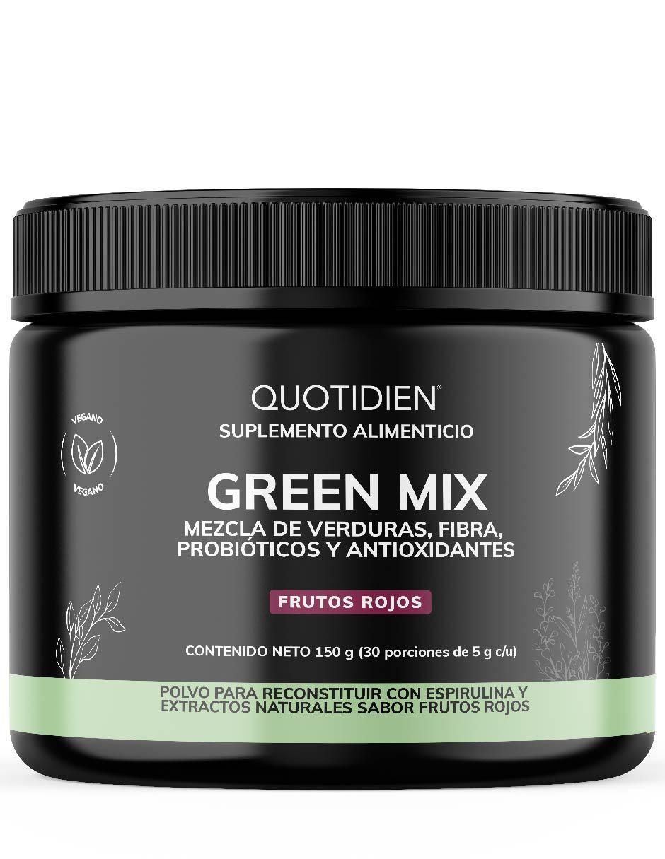 Green Mix, Jugo Verde Té Matcha, Clorofila, Enzimas Digestivas, Probióticos Bloom sabor frutos rojos de 150 g