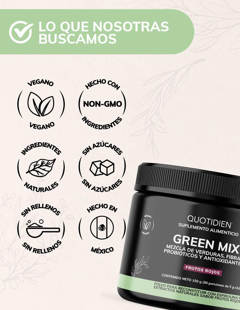 Green Mix, Jugo Verde Té Matcha, Clorofila, Enzimas Digestivas, Probióticos Bloom sabor frutos rojos de 150 g 5