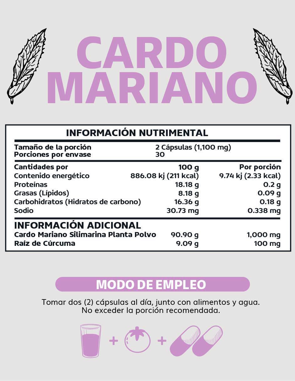 Cardo Marian con Raíz de Cúrcuma de 60 cápsulas 4