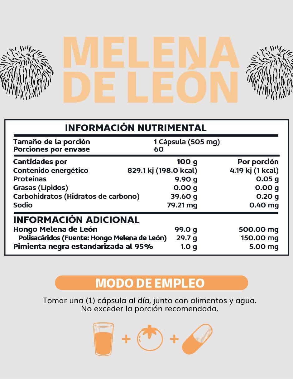 Hongo Melena de León Pimienta Negra de 60 cápsulas 5