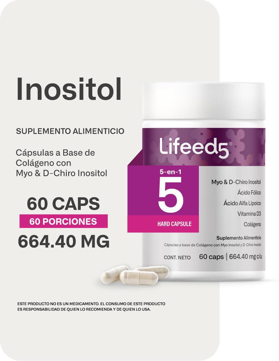 Inositol + Ácido Fólico + colágeno Lifeed5 de 60 cápsulas 2