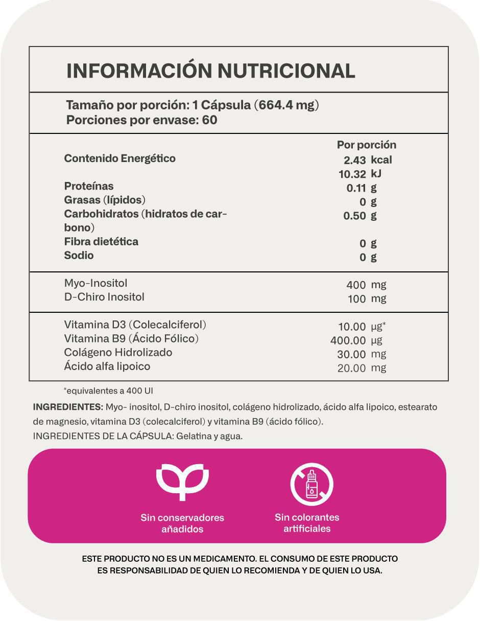 Inositol + Ácido Fólico + colágeno Lifeed5 de 60 cápsulas 3