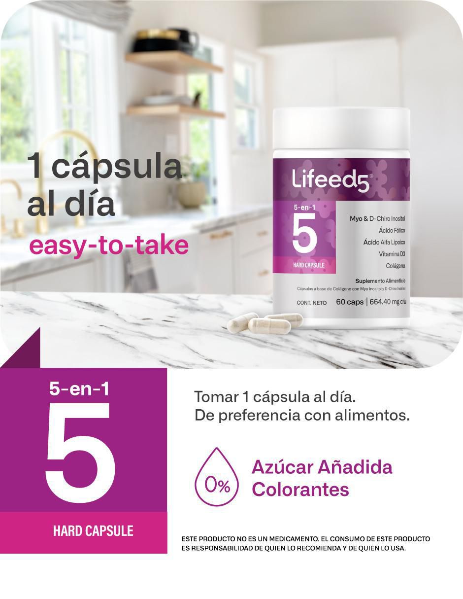 Inositol + Ácido Fólico + colágeno Lifeed5 de 60 cápsulas 4