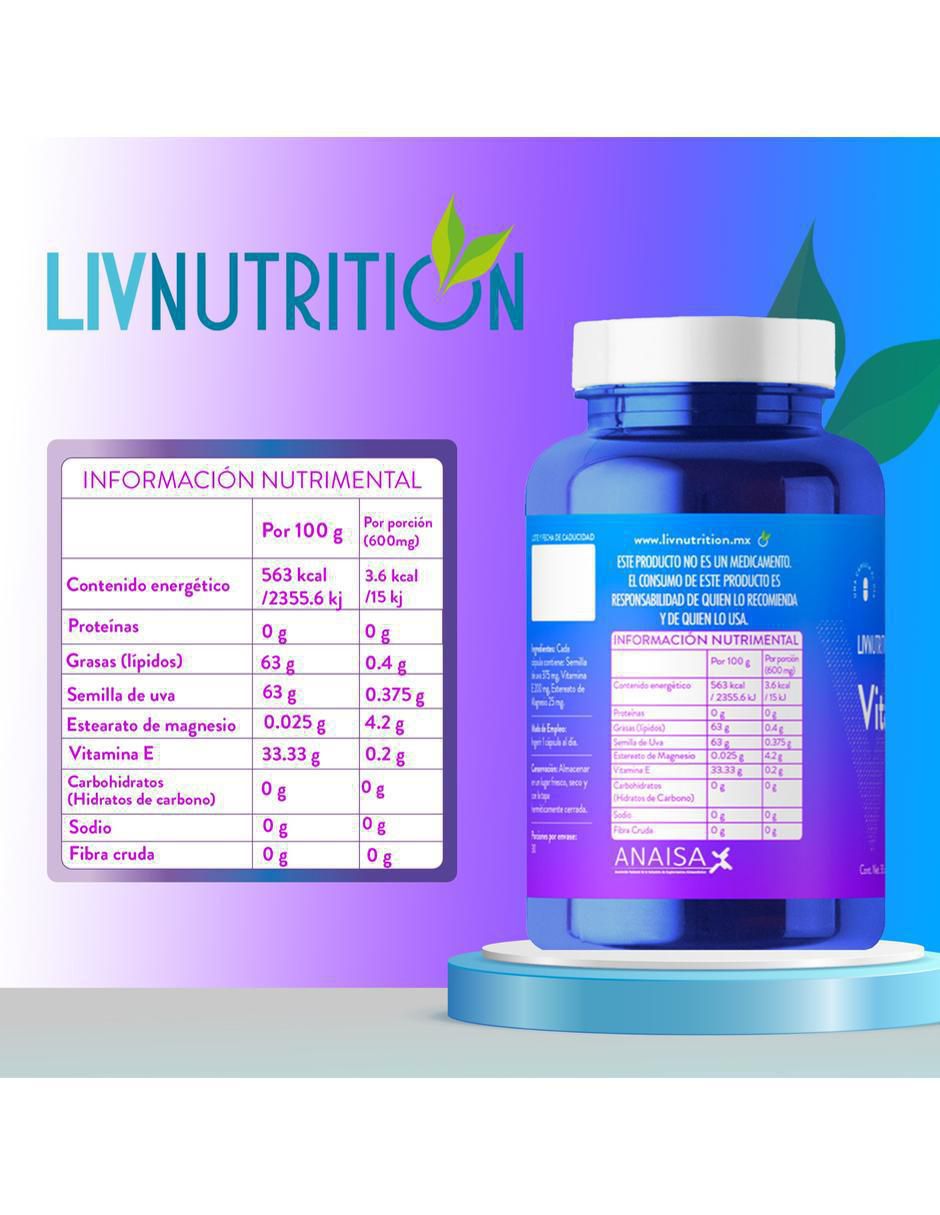 Vitamina E de 60 cápsulas 7