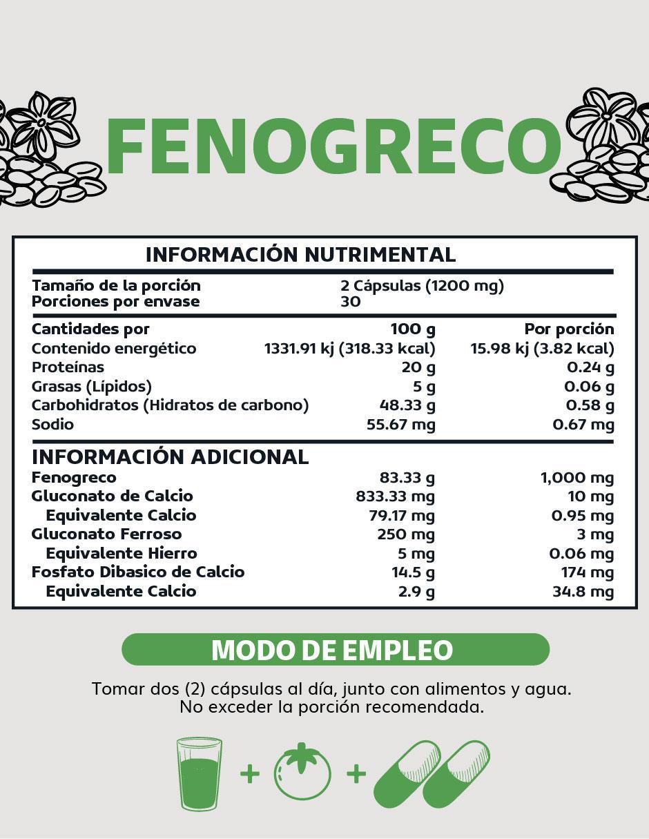Fenogreco, Calcio y Hierro de 60 cápsulas 5