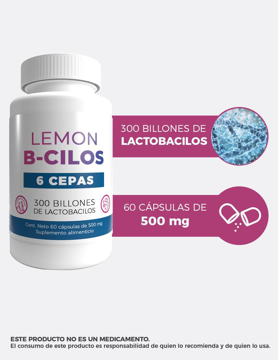 B-Cilos 6 Cepas 300 Billones de Lactobacilos con 300 billones de lactobacilos de 60 cápsulas 3