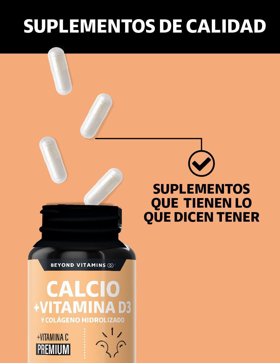 Calcio, Vitamina D3, Colágeno Hidrolizado y Vitamina C de 60 cápsulas 3