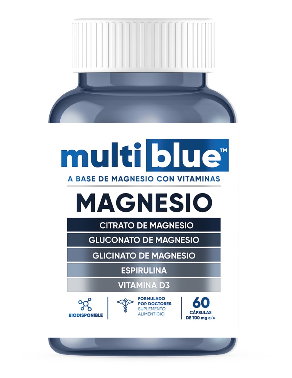 Multiblue con citrato de magnesio, gluconato de magnesio, glicinato de magnesio, espirulina y vitamina d3 Multiblue con citrato de magnesio, gluconato de magnesio, glicinato de magnesio, espirulina y vitamina d3