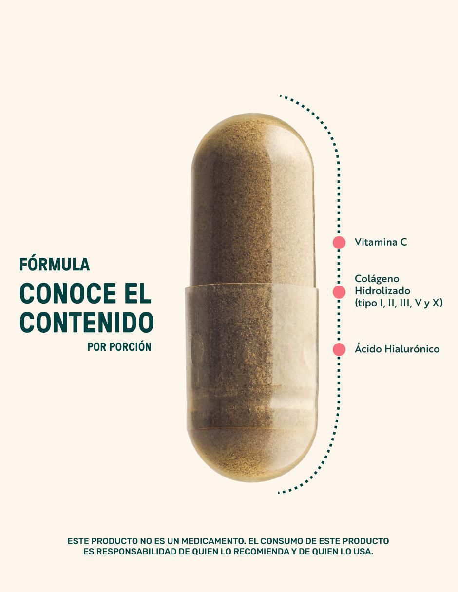 Collagen Type I, II, III, V y X: Colágeno Hidrolizado + Vitmina C + Ácido Hialurónico Life 360+ de 220 cápsulas 4