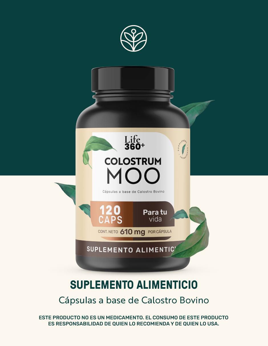 Colostrum Moo: Calostro bovino Life 360+ con calostro bovino de 120 cápsulas 3