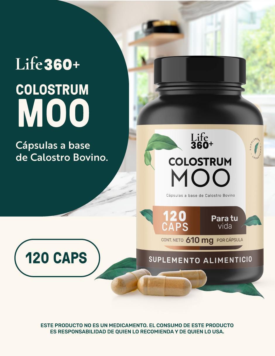 Colostrum Moo: Calostro bovino Life 360+ con calostro bovino de 120 cápsulas 5