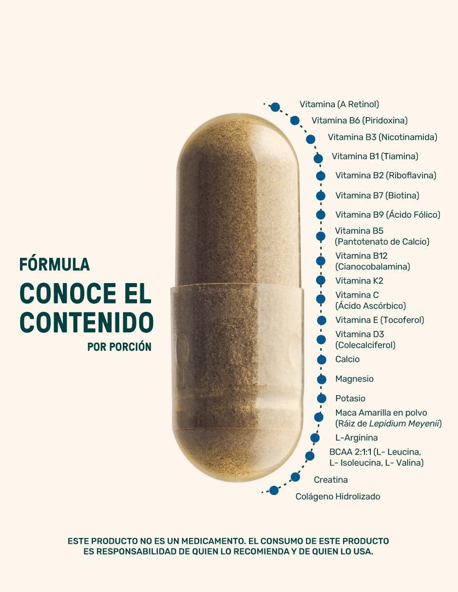 Men M4TUR3: Suplemento masculino a base de Colágeno, Maca, Creatina, Vitaminas y Minerales Life 360+ de 220 cápsulas 4
