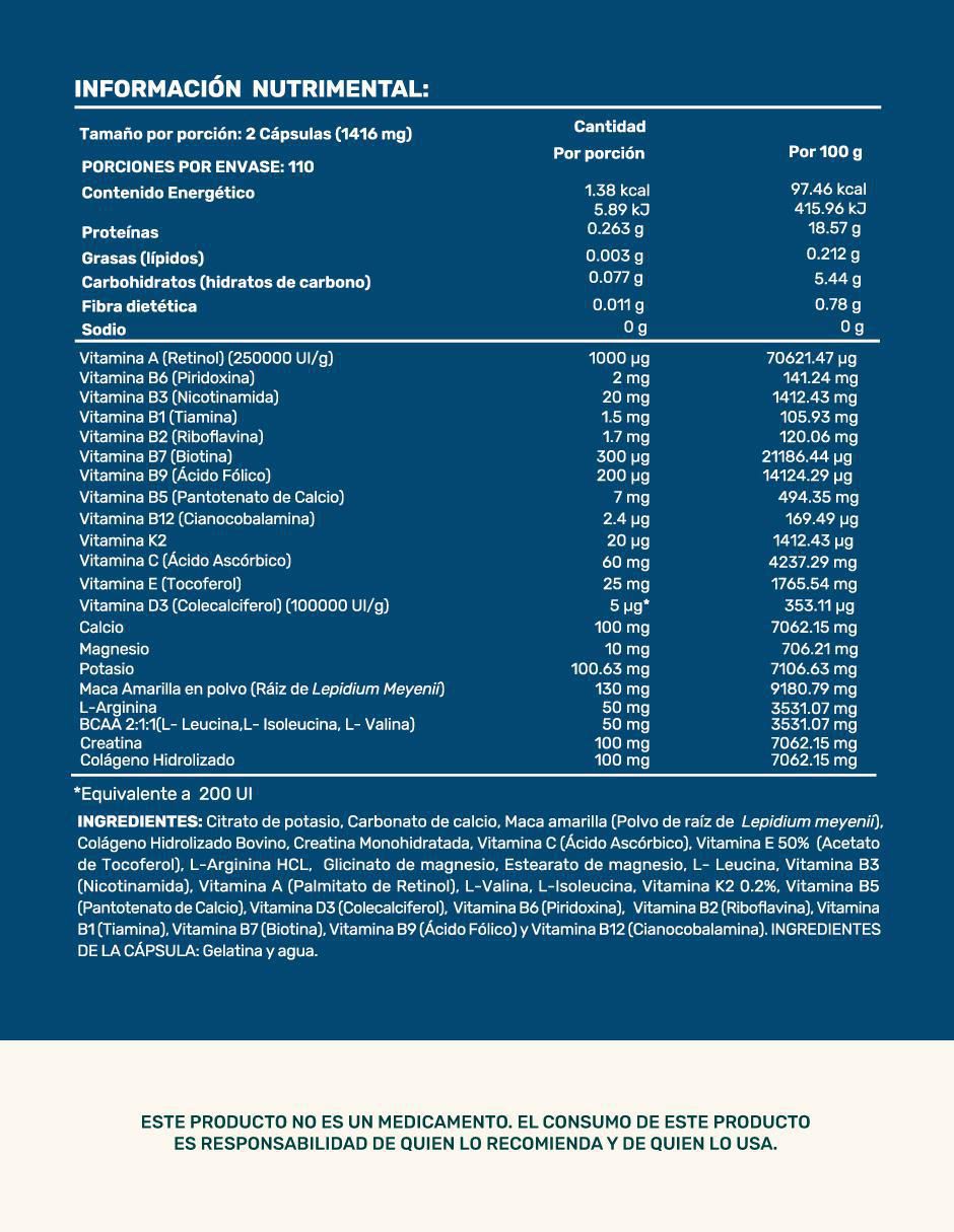 Men M4TUR3: Suplemento masculino a base de Colágeno, Maca, Creatina, Vitaminas y Minerales Life 360+ de 220 cápsulas 2