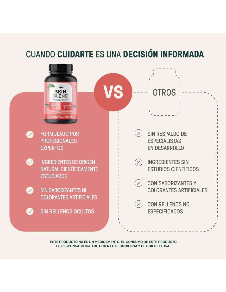 Skn q-10: colágeno hidrolizado con vitamina e y coenzima q10 life 360+ con colágeno hidrolizado sabor sin sabor de 220 cáp 14