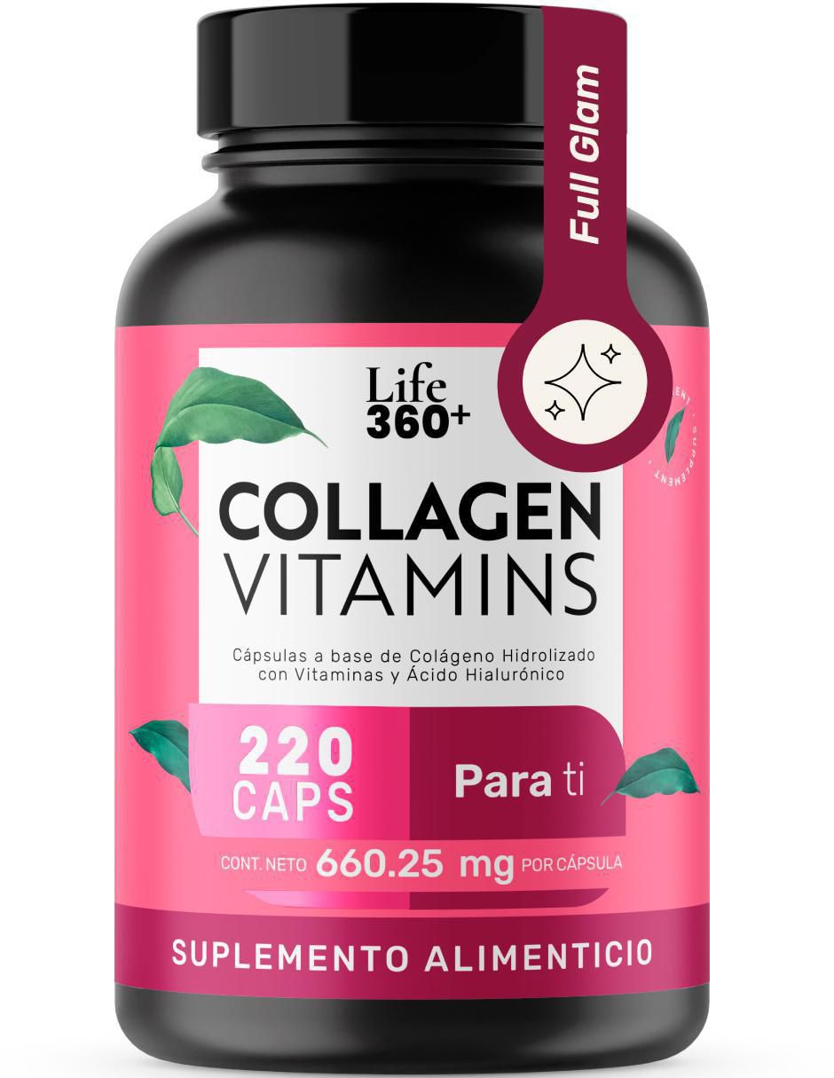 Collagen Vitamins: Colágeno hidrolizado + Vitaminas + Ácido fólico y Hialurónico Life 360+ de 220 cápsulas 7