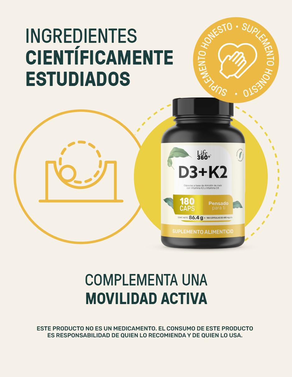 Suplemento D3+K2 con vitaminas de 180 cápsulas 20