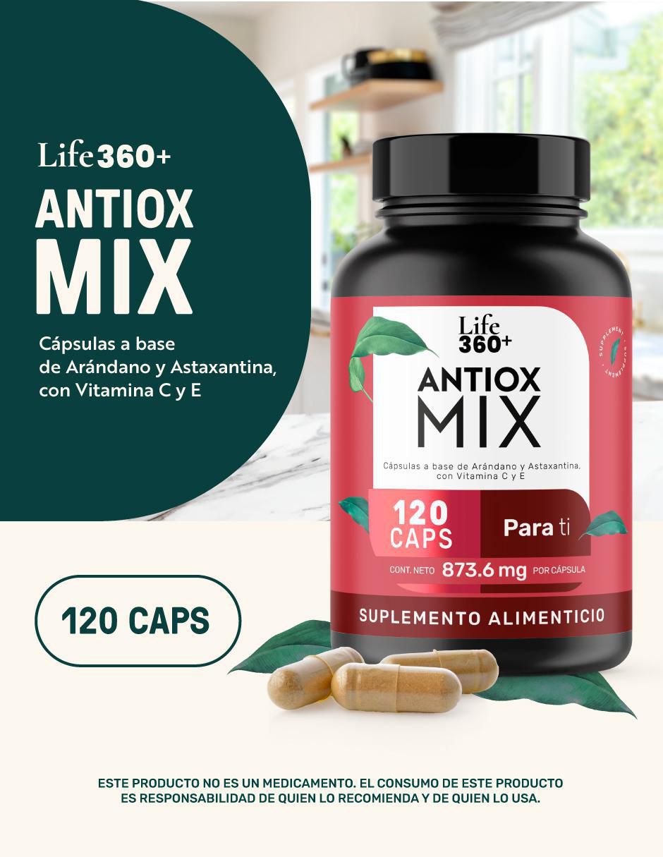 Antiox Mix: Suplemento a base de Axantina, arándano en polvo y Vitaminas Life 360+ de 120 cápsulas 5